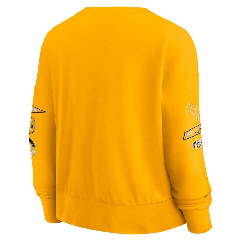 Nashville Predators Fanatics Women's Go Team Pullover Sweatshirt - Gold - NHL 201190240