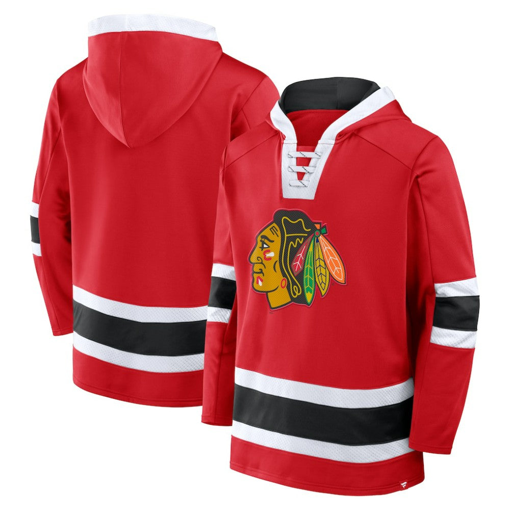 Chicago Blackhawks Fanatics Inside Line Fleece Pullover Hoodie- Red - NHL 201190738