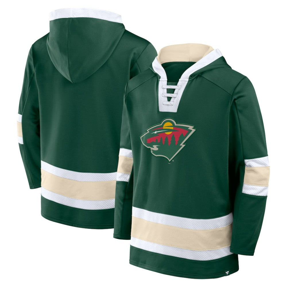 Minnesota Wild Fanatics Inside Line Fleece Pullover Hoodie- Green - NHL 201190739