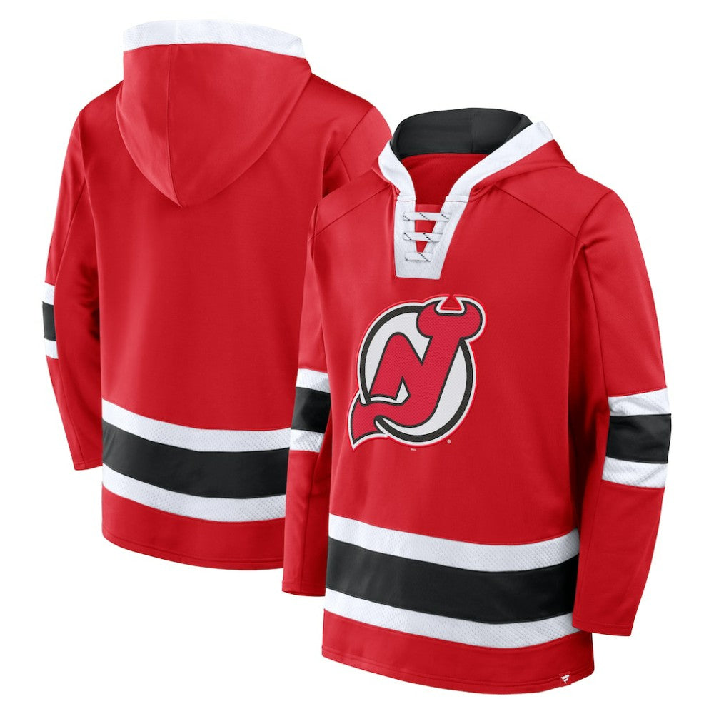 New Jersey Devils Fanatics Inside Line Fleece Pullover Hoodie- Red - NHL 201190753