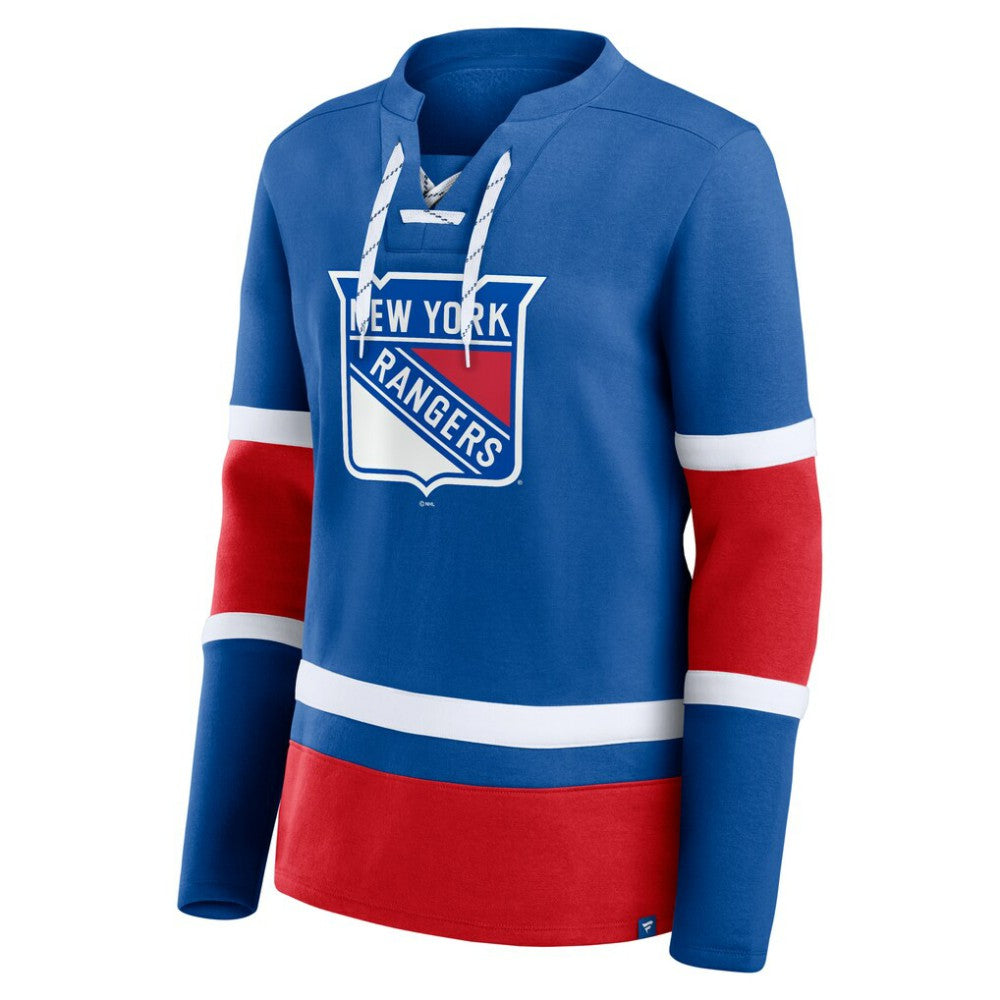 New York Rangers Fanatics Women's Prime Time Lace-Up Long Sleeve T-Shirt - Blue - NHL 201190954