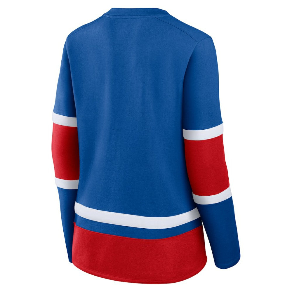 New York Rangers Fanatics Women's Prime Time Lace-Up Long Sleeve T-Shirt - Blue - NHL 201190954