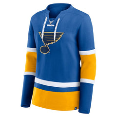 St. Louis Blues Fanatics Women's Prime Time Lace-Up Long Sleeve T-Shirt - Blue - NHL 201190955