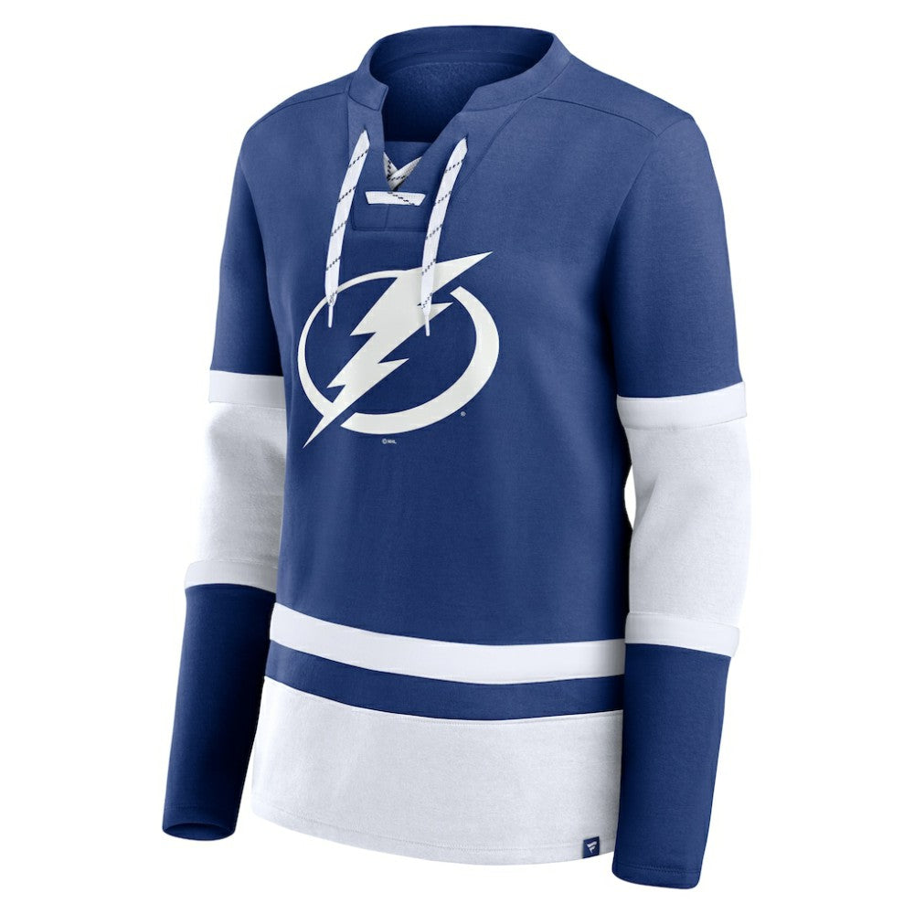 Tampa Bay Lightning Fanatics Women's Prime Time Lace-Up Long Sleeve T-Shirt - Blue - NHL 201190964