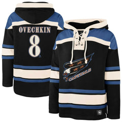 Alexander Ovechkin Washington Capitals '47 Player Name & Number Lacer Pullover Hoodie - Black - NHL 201191016