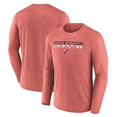 New Jersey Devils Fanatics Transition Long Sleeve T-Shirt - Heather Red - NHL 201191079