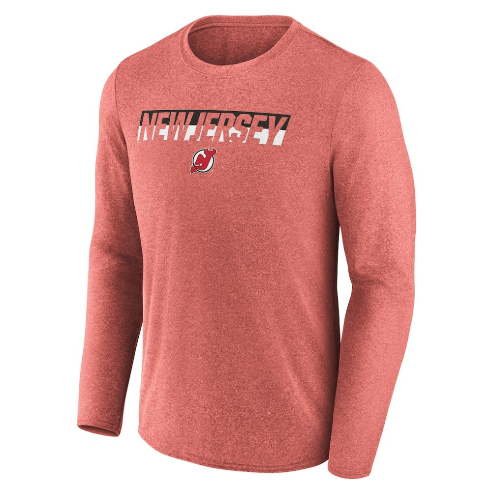 New Jersey Devils Fanatics Transition Long Sleeve T-Shirt - Heather Red - NHL 201191079