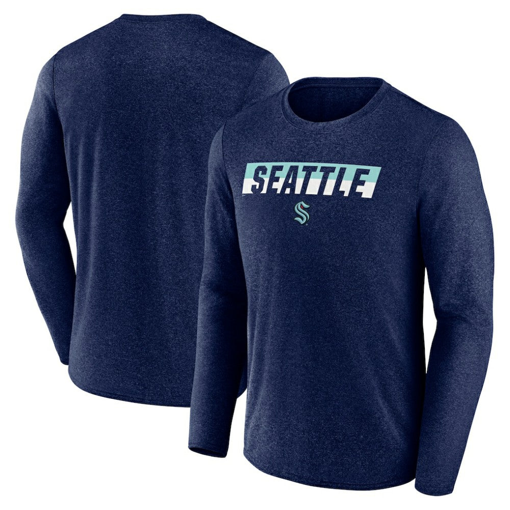 Seattle Kraken Fanatics Transition Long Sleeve T-Shirt - Heather Navy - NHL 201191093