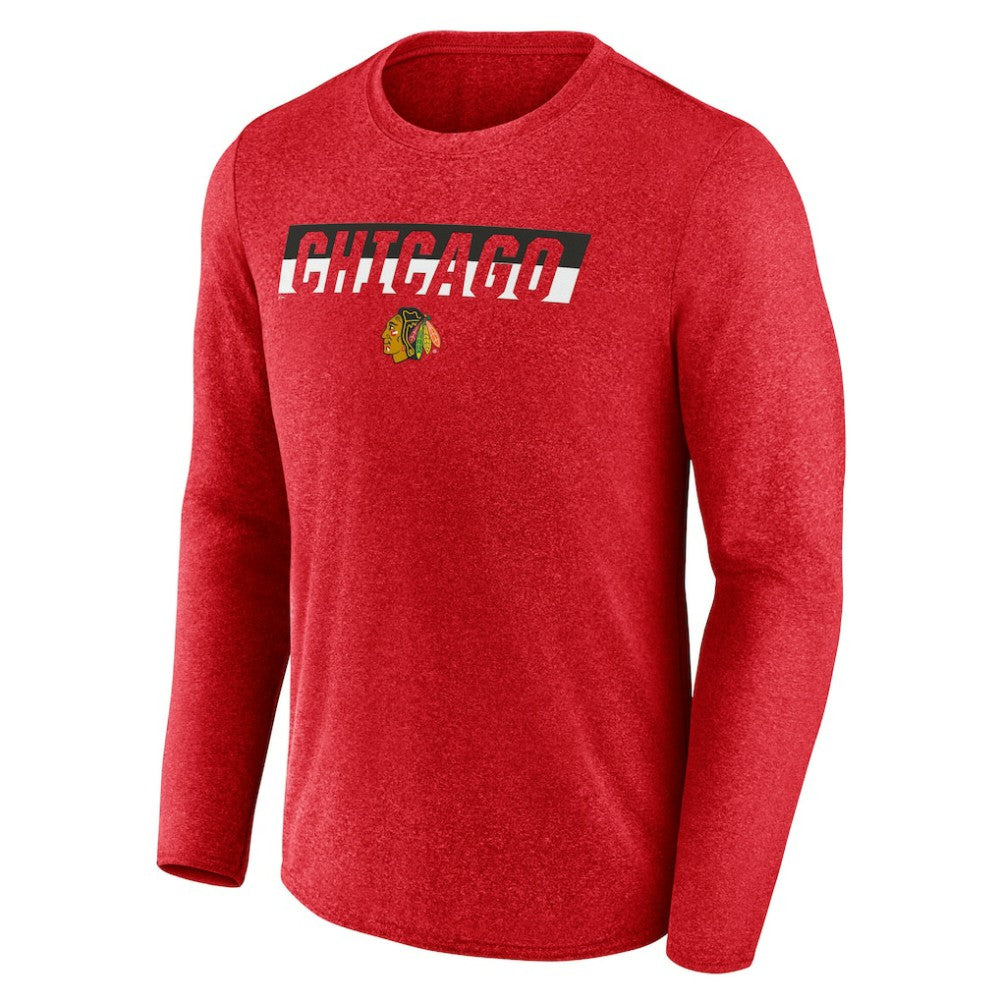 Chicago Blackhawks Fanatics Transition Long Sleeve T-Shirt - Heather Red - NHL 201191098
