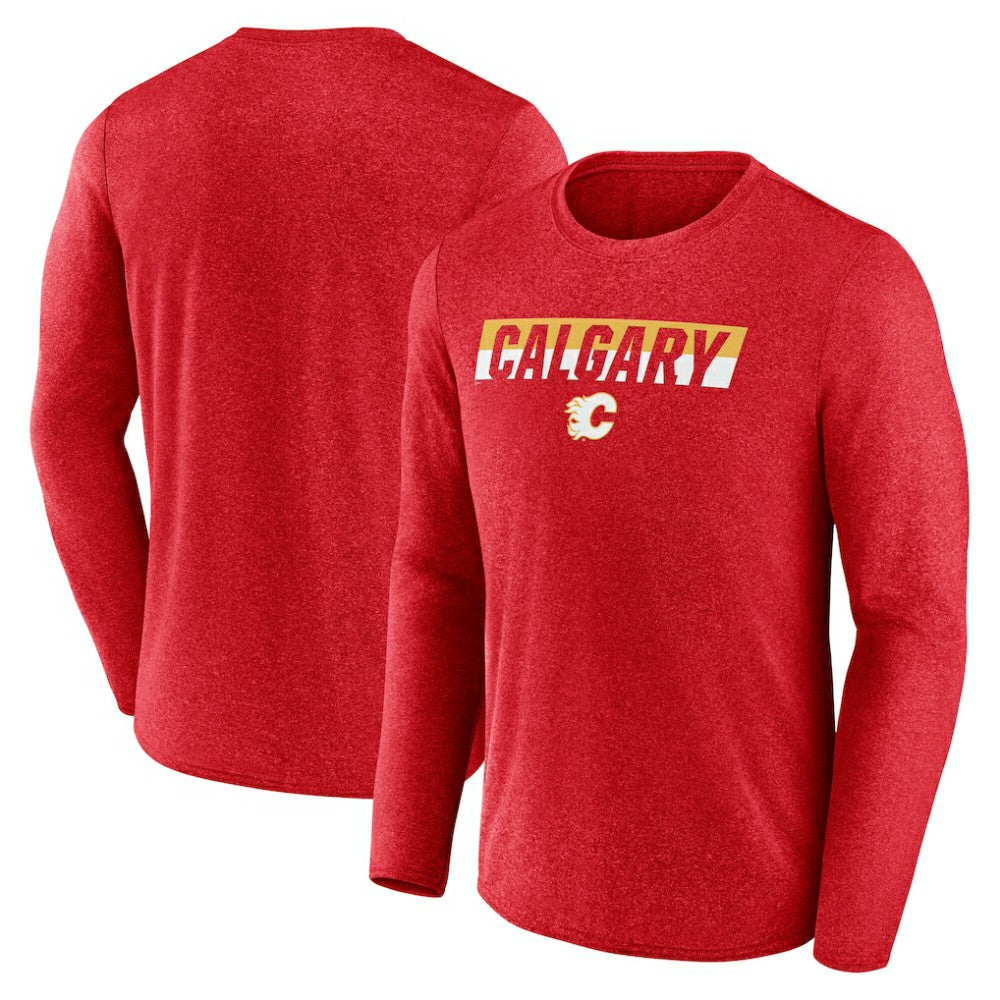 Calgary Flames Fanatics Transition Long Sleeve T-Shirt - Heather Red - NHL 201191103