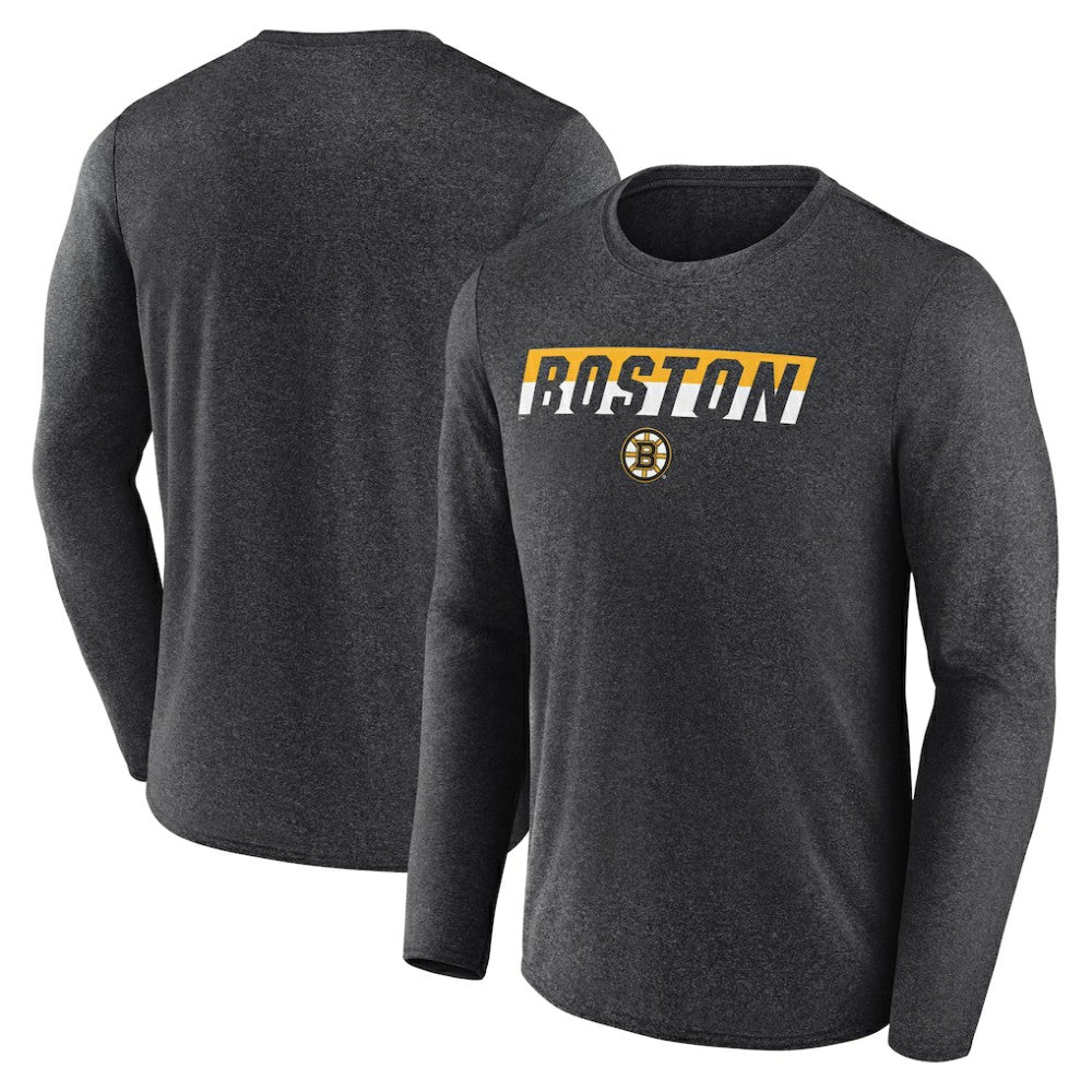 Boston Bruins Fanatics Transition Long Sleeve T-Shirt - Heather Charcoal - NHL 201191105