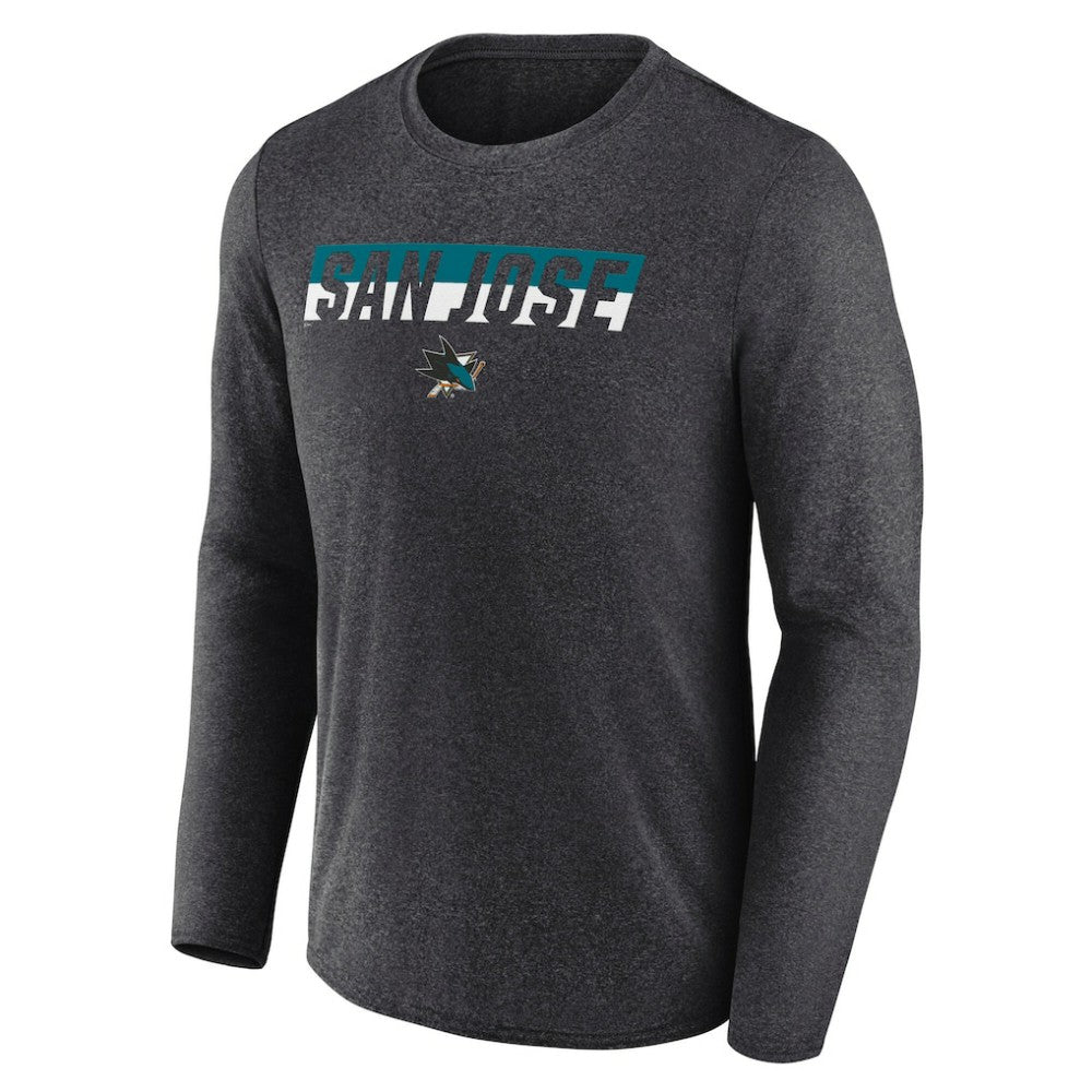 San Jose Sharks Fanatics Transition Long Sleeve T-Shirt - Heather Charcoal - NHL 201191106