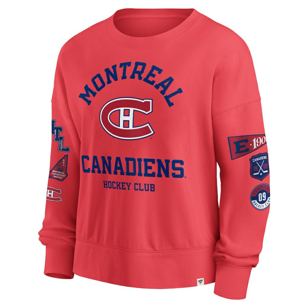 Montreal Canadiens Fanatics Women's Oversized Vintage Go Team Pullover Sweatshirt - Red - NHL 201191172