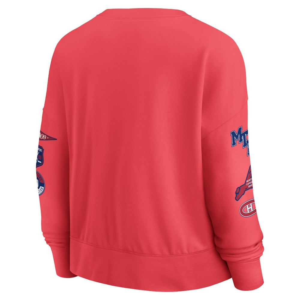 Montreal Canadiens Fanatics Women's Oversized Vintage Go Team Pullover Sweatshirt - Red - NHL 201191172