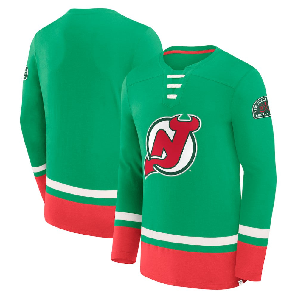 New Jersey Devils Fanatics Vintage High Point Long Sleeve T-Shirt - Green - NHL 201191176