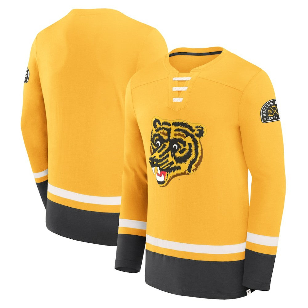 Boston Bruins Fanatics Vintage High Point Long Sleeve T-Shirt - Gold - NHL 201191184