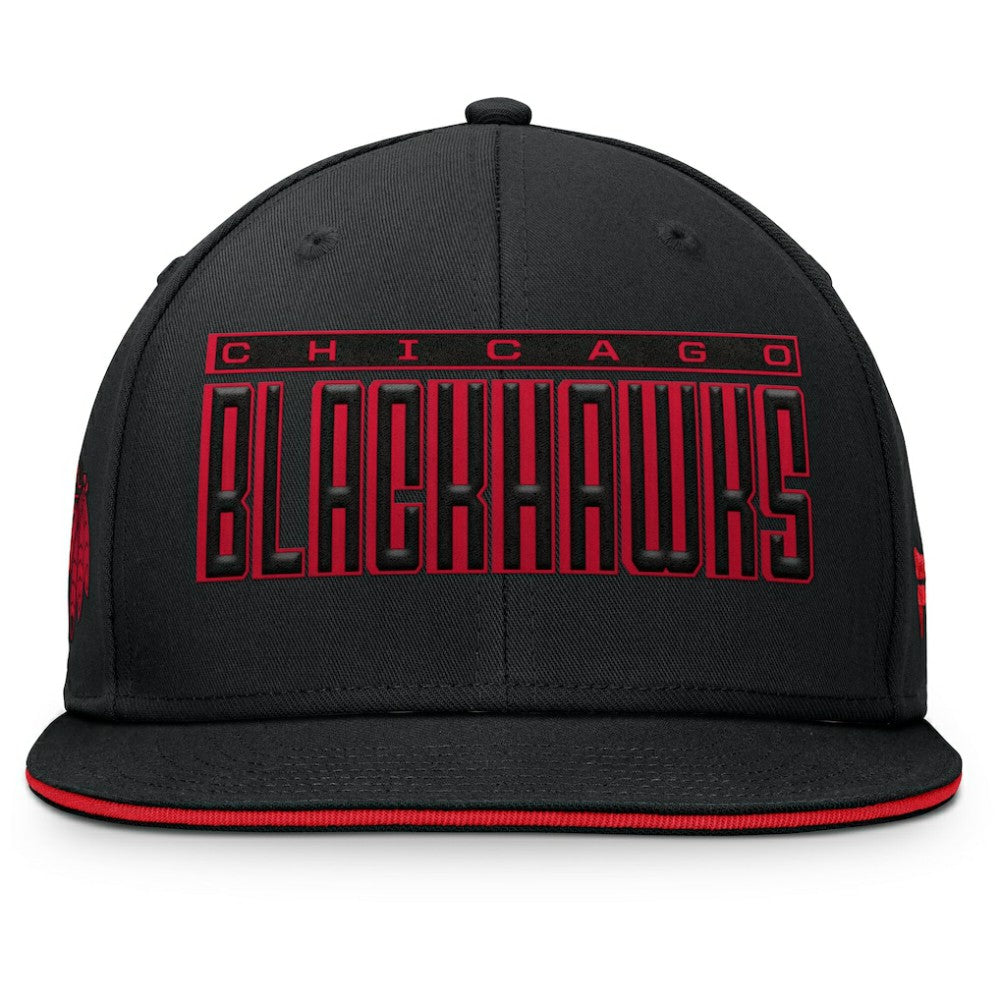 Chicago Blackhawks Fanatics Fundamental Gino Stack Snapback Hat - Black - NHL 201193231