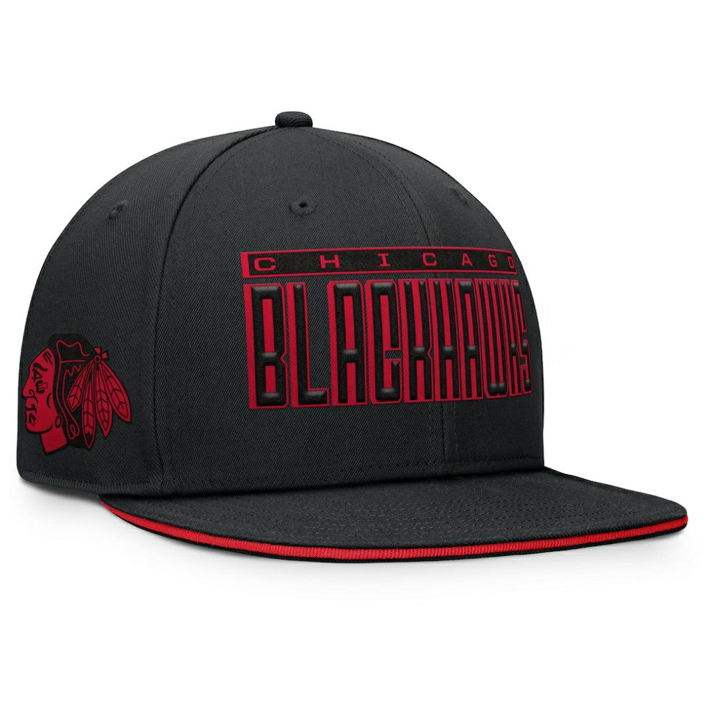 Chicago Blackhawks Fanatics Fundamental Gino Stack Snapback Hat - Black - NHL 201193231