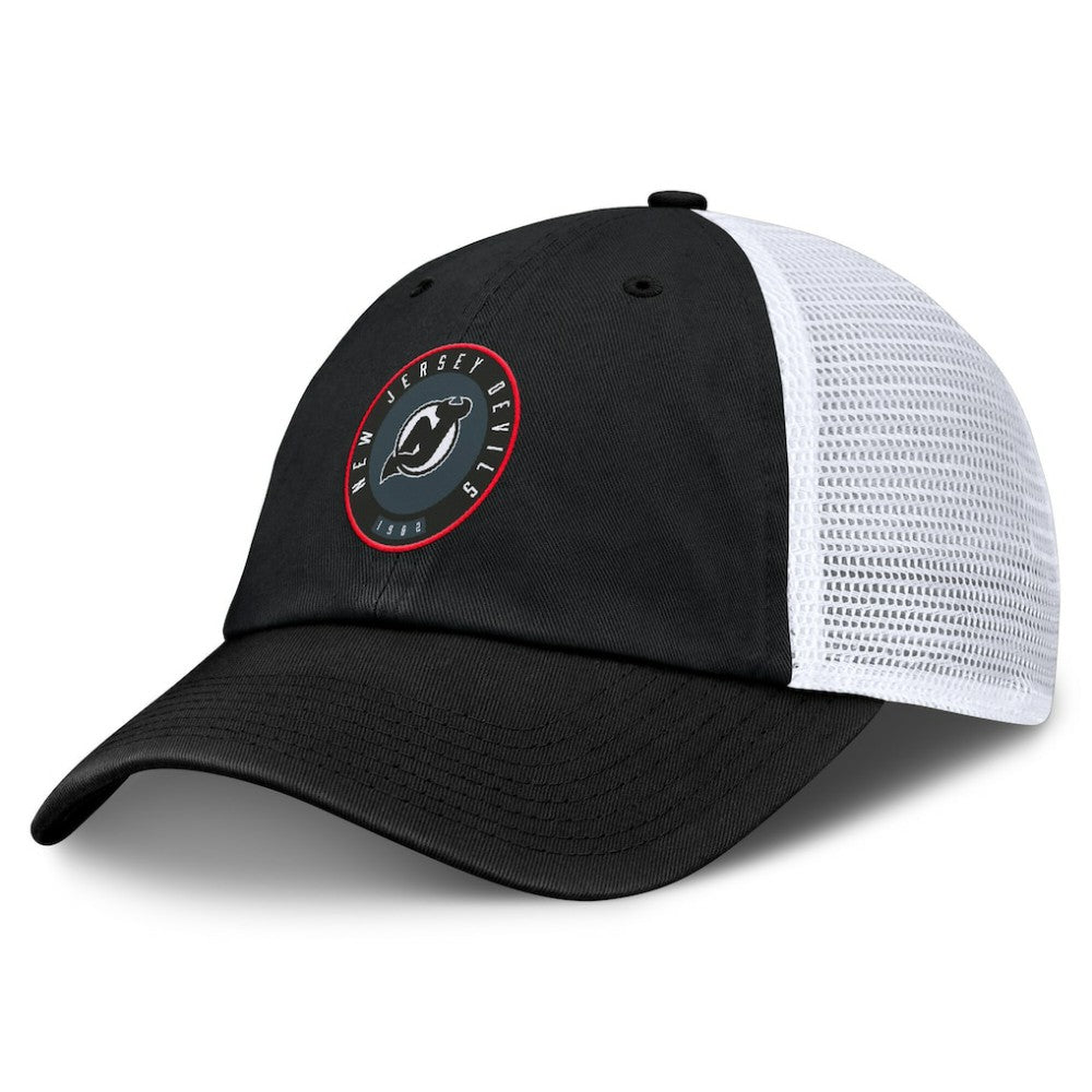 New Jersey Devils Fanatics Averie Trucker Adjustable Hat - Black/White - NHL 201193382