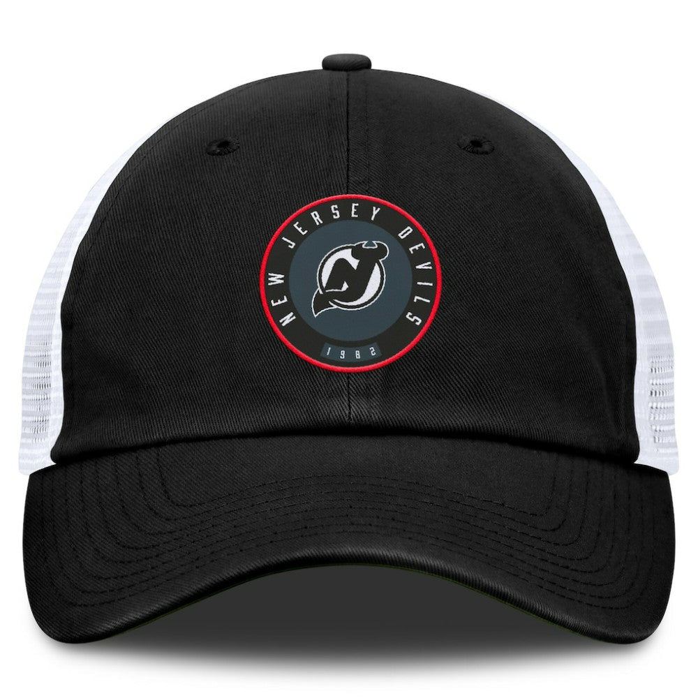 New Jersey Devils Fanatics Averie Trucker Adjustable Hat - Black/White - NHL 201193382