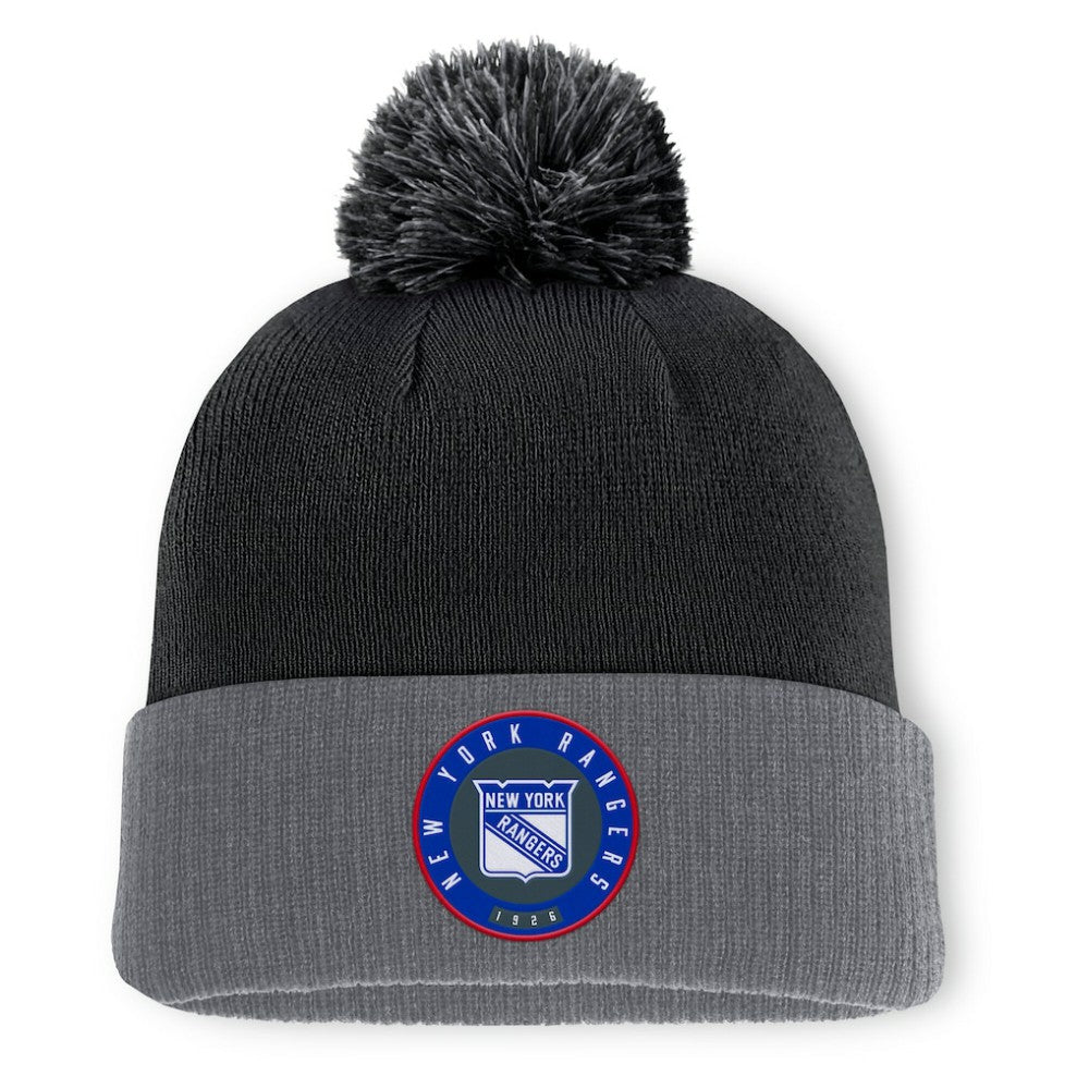 New York Rangers Fanatics Aspyn Cuffed Knit Hat with Pom - Black - NHL 201193401