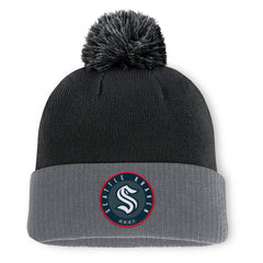Seattle Kraken Fanatics Aspyn Cuffed Knit Hat with Pom - Black - NHL 201193406