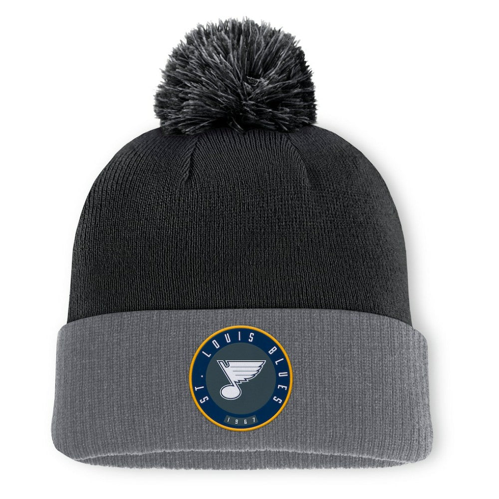 St. Louis Blues Fanatics Aspyn Cuffed Knit Hat with Pom - Black - NHL 201193407