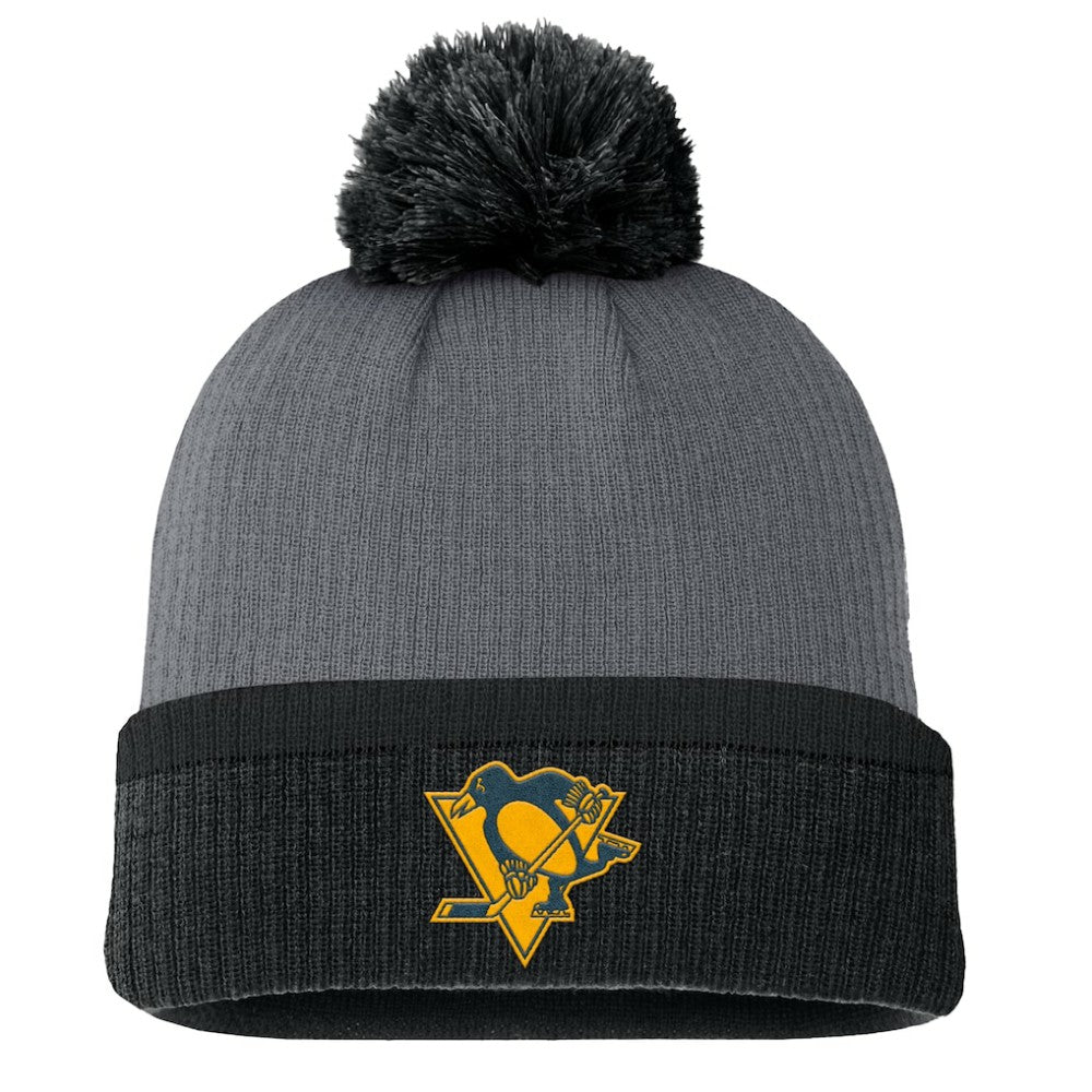 Pittsburgh Penguins Fanatics Women's Cuffed Knit Hat with Pom - Charcoal - NHL 201193429