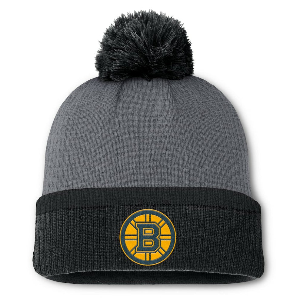 Boston Bruins Fanatics Women's Cuffed Knit Hat with Pom - Charcoal - NHL 201193433