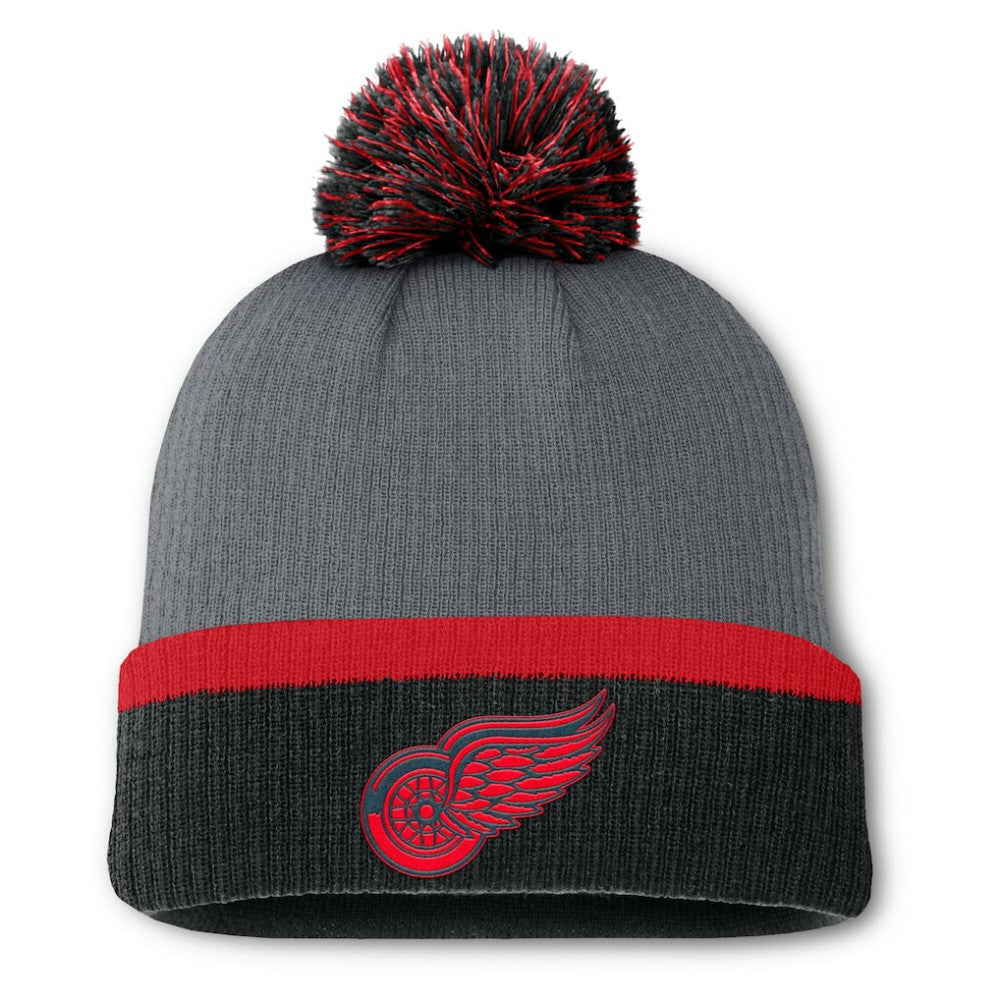 Detroit Red Wings Fanatics Women's Cuffed Knit Hat with Pom - Charcoal - NHL 201193437
