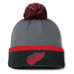 Detroit Red Wings Fanatics Women's Cuffed Knit Hat with Pom - Charcoal - NHL 201193437