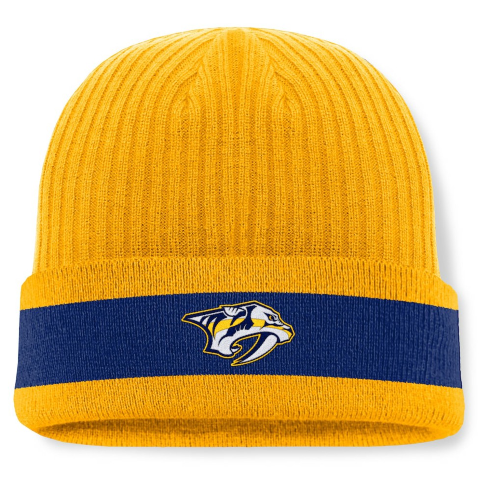 Nashville Predators Fanatics Blueliner Cuffed Knit Hat - Gold - NHL 201193493