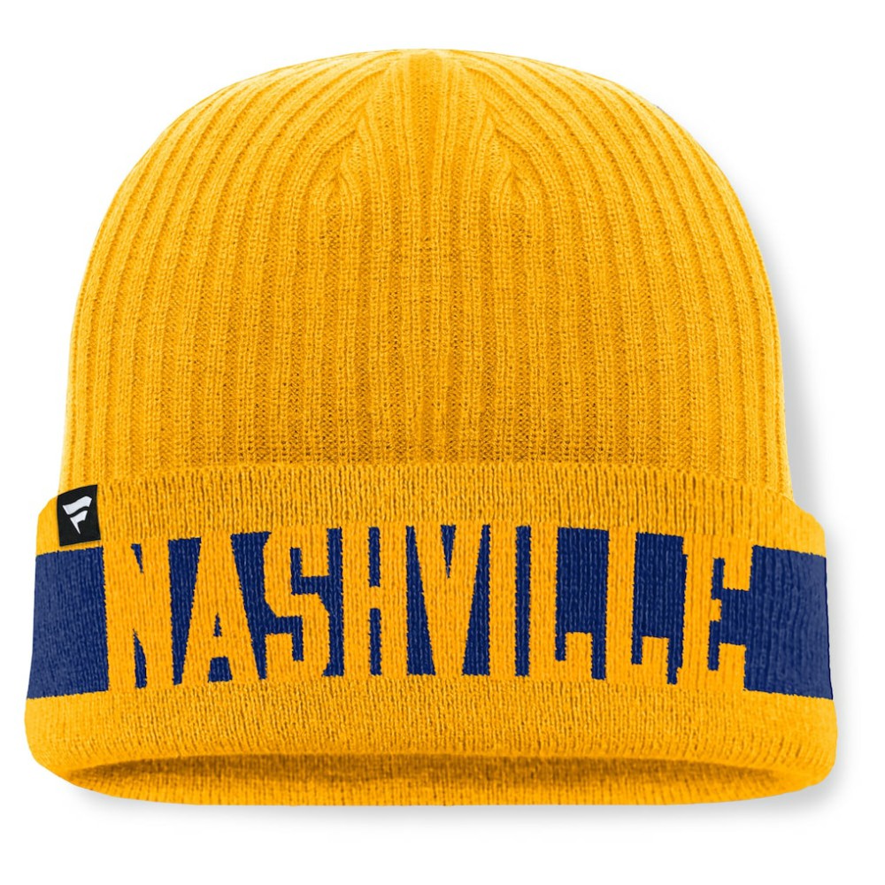 Nashville Predators Fanatics Blueliner Cuffed Knit Hat - Gold - NHL 201193493