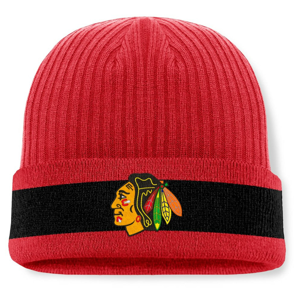 Chicago Blackhawks Fanatics Blueliner Cuffed Knit Hat - Red - NHL 201193498