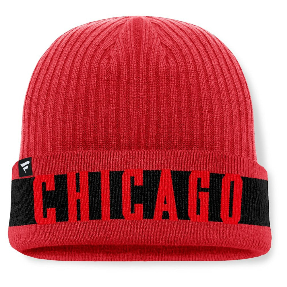 Chicago Blackhawks Fanatics Blueliner Cuffed Knit Hat - Red - NHL 201193498