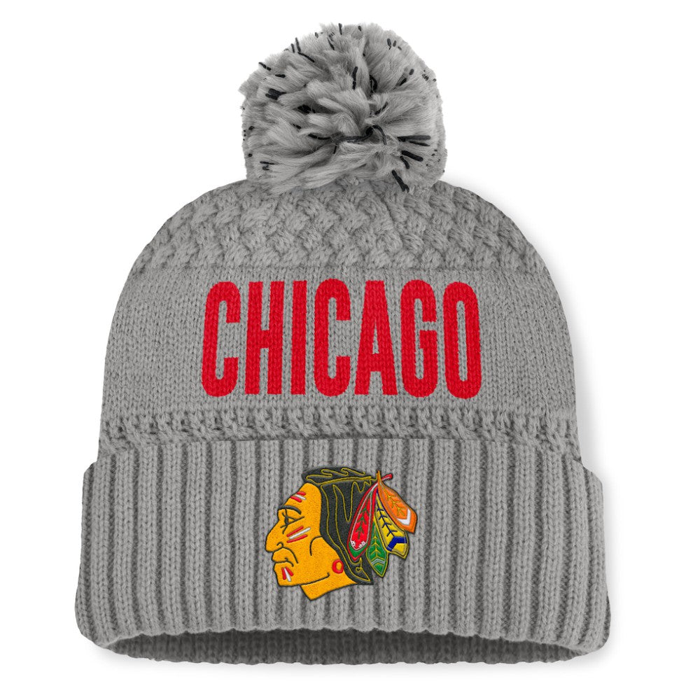 Chicago Blackhawks Fanatics Women's Heritage Tilly Cuffed Knit Hat with Pom - Gray - NHL 201193564