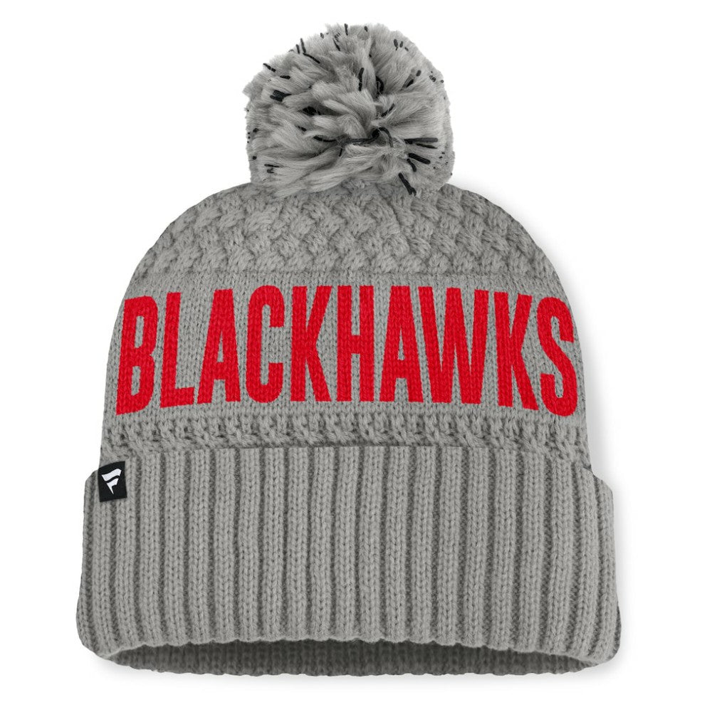 Chicago Blackhawks Fanatics Women's Heritage Tilly Cuffed Knit Hat with Pom - Gray - NHL 201193564