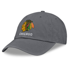 Chicago Blackhawks Fanatics Washed Adjustable Hat - Charcoal - NHL 201193611