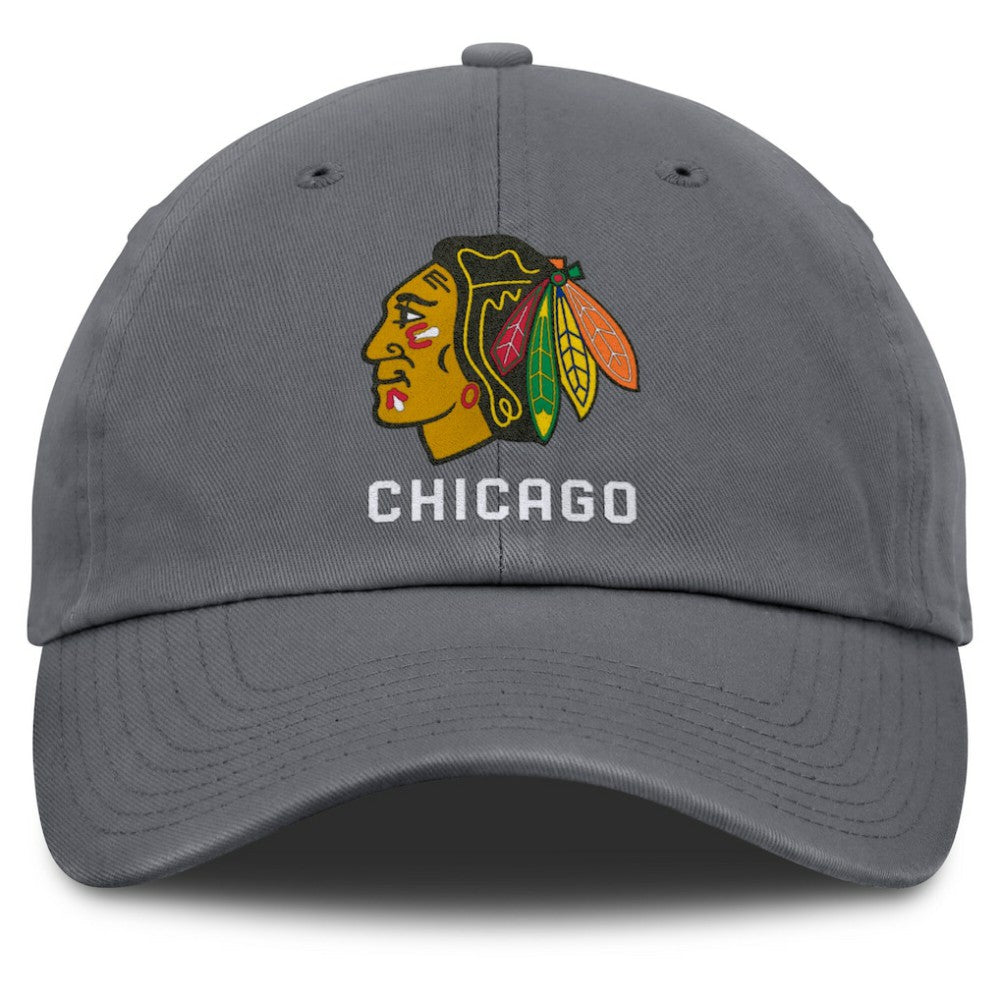Chicago Blackhawks Fanatics Washed Adjustable Hat - Charcoal - NHL 201193611