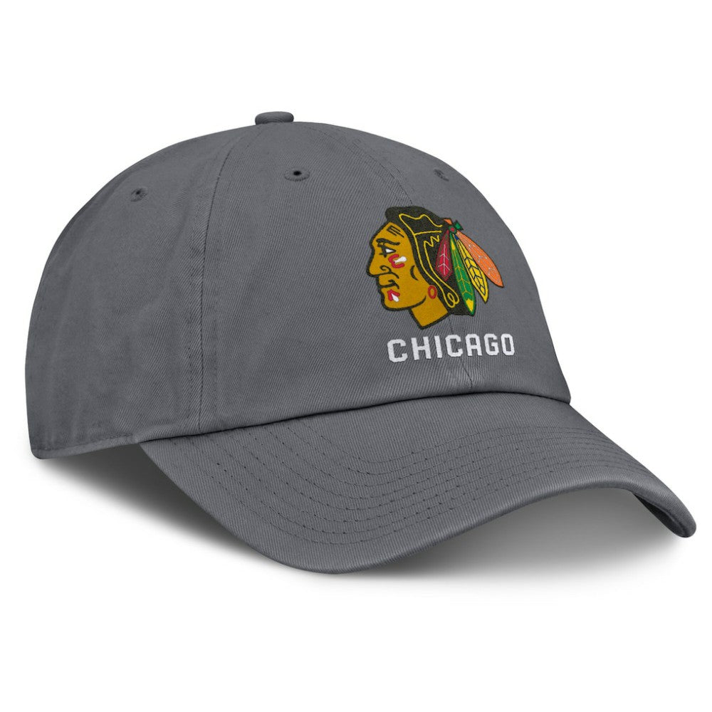 Chicago Blackhawks Fanatics Washed Adjustable Hat - Charcoal - NHL 201193611