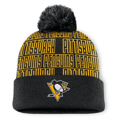 Pittsburgh Penguins Fanatics Fundamental Empty Net Cuffed Knit Hat with Pom - Black - NHL 201193637
