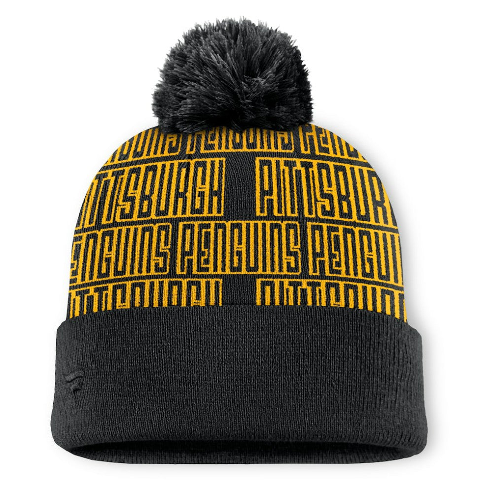 Pittsburgh Penguins Fanatics Fundamental Empty Net Cuffed Knit Hat with Pom - Black - NHL 201193637