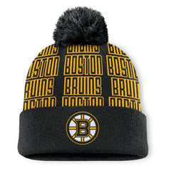 Boston Bruins Fanatics Fundamental Empty Net Cuffed Knit Hat with Pom - Black - NHL 201193639