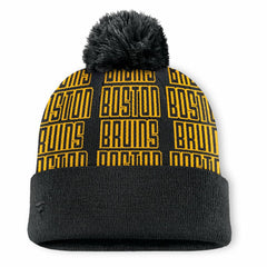 Boston Bruins Fanatics Fundamental Empty Net Cuffed Knit Hat with Pom - Black - NHL 201193639