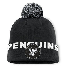 Pittsburgh Penguins Fanatics Fundamental High Stick Cuffed Knit Hat with Pom - Black - NHL 201193647