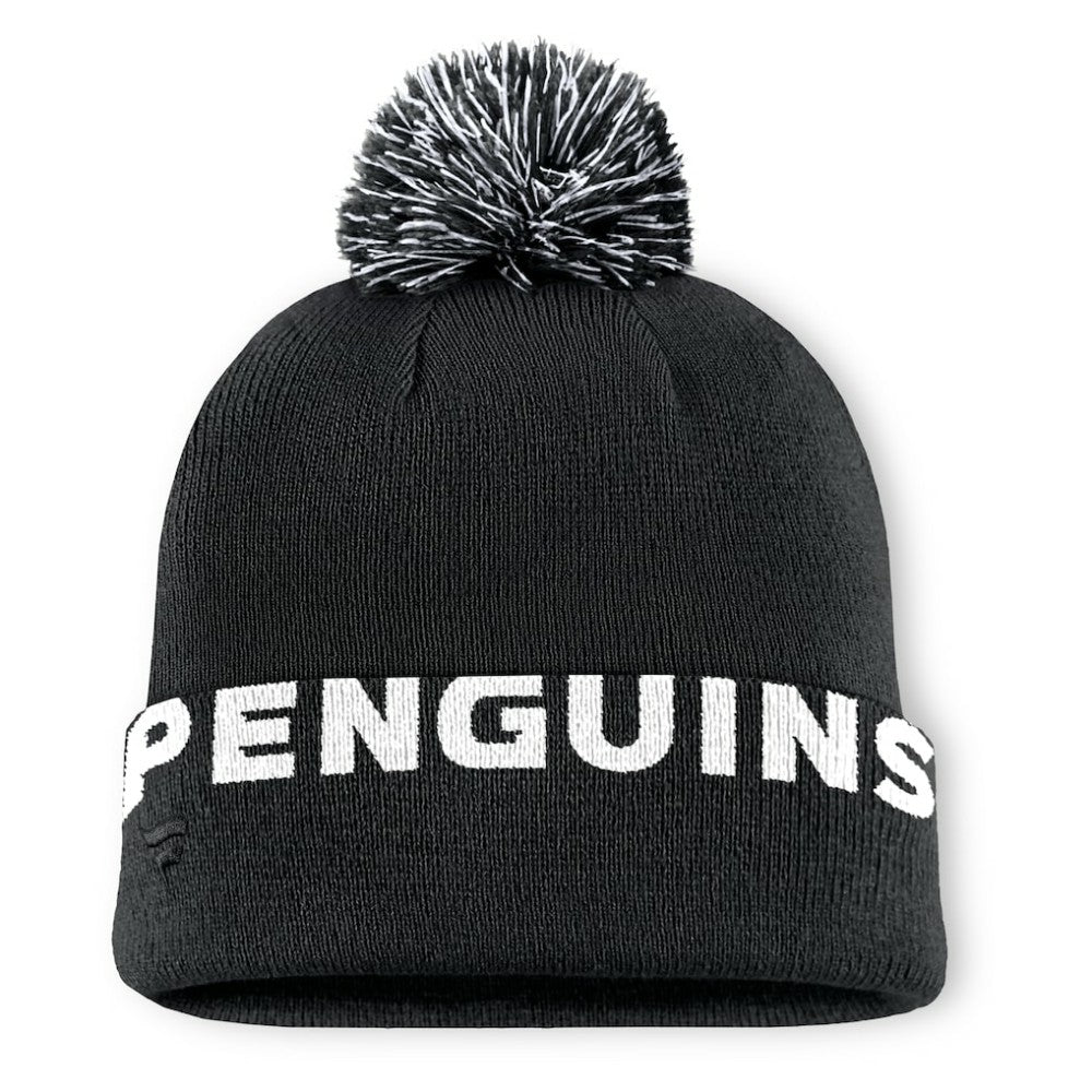 Pittsburgh Penguins Fanatics Fundamental High Stick Cuffed Knit Hat with Pom - Black - NHL 201193647