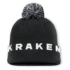 Seattle Kraken Fanatics Fundamental High Stick Cuffed Knit Hat with Pom - Black - NHL 201193648