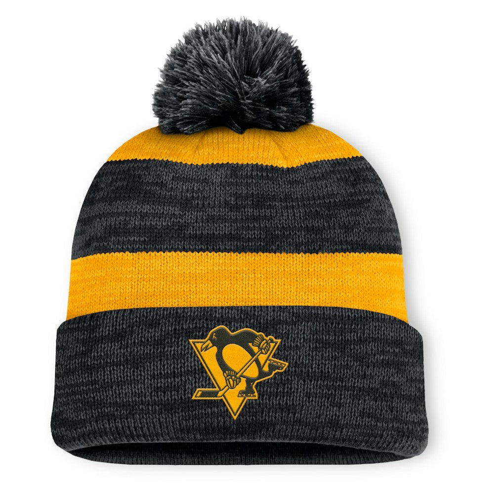 Pittsburgh Penguins Fanatics Fundamental Red Line Cuffed Knit Hat with Pom - Black - NHL 201193690
