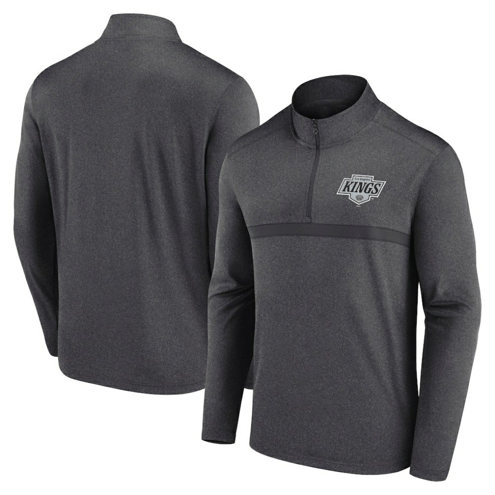 Los Angeles Kings Logo Athletic Head-to-Head Raglan Quarter-Zip Top - Heather Charcoal - NHL 201194795