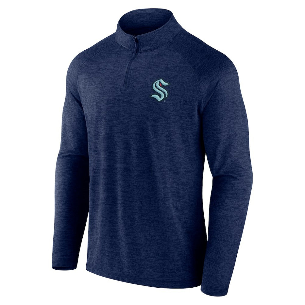 Seattle Kraken Logo Athletic Head-to-Head Raglan Quarter-Zip Top - Navy - NHL 201194798